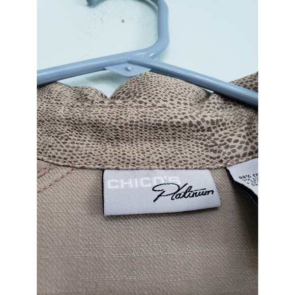 Chicos Platinum Sz 1 Women 8 Blazer Jacket Long Sleeve Hook Eye Front Brown - Picture 5 of 7